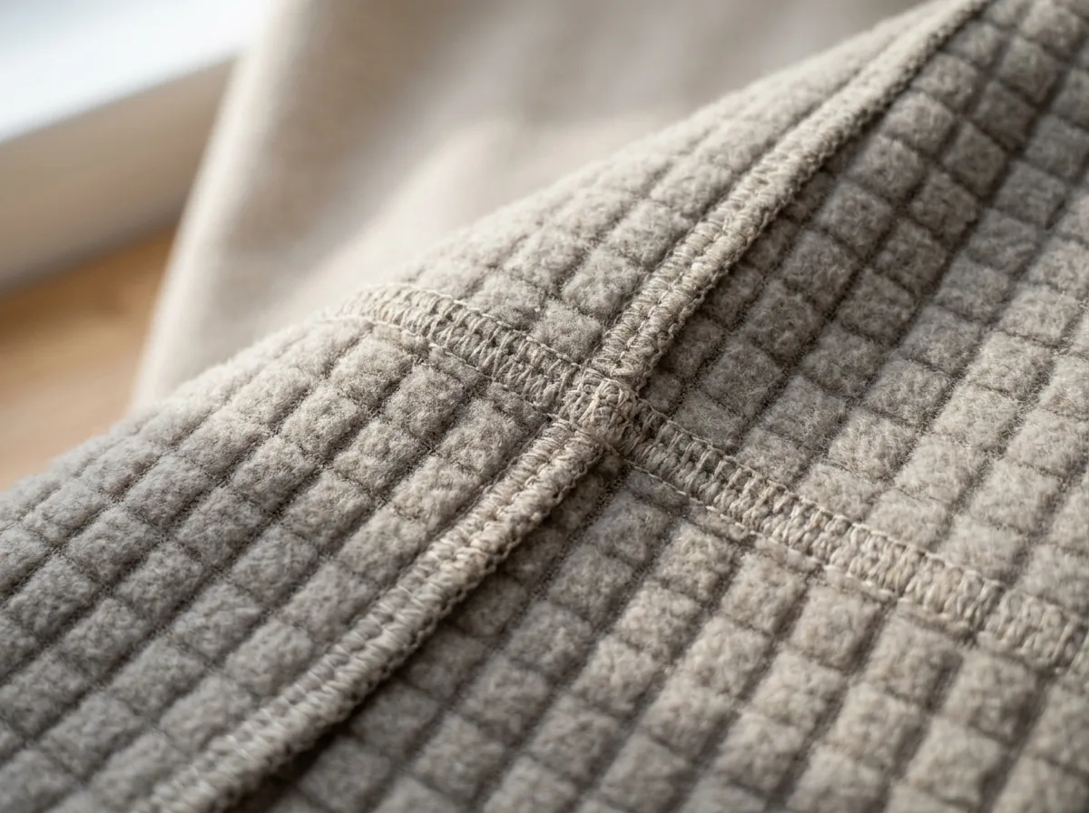 Grid fleece and flatlock seams